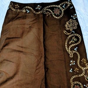 Boho embroidered Linen skirt